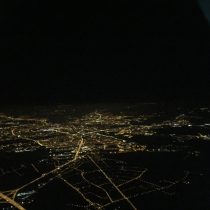 Poznań nocą widziany z południa.